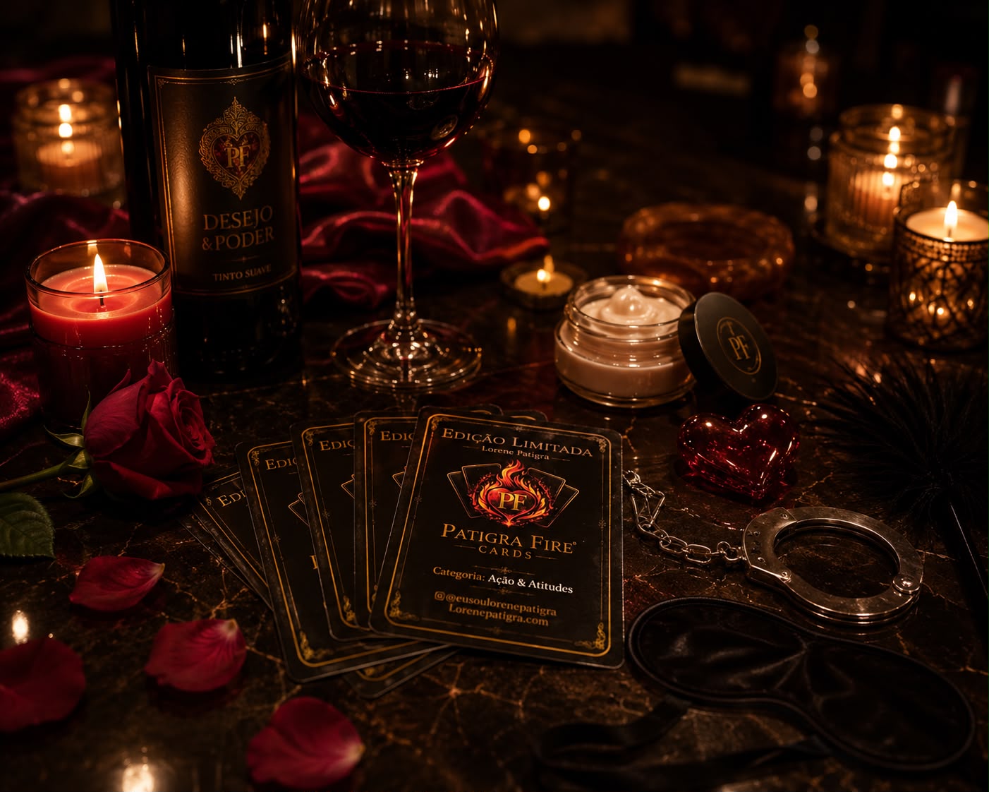 Vinho, velas e cartas Patigra Fire — preliminares